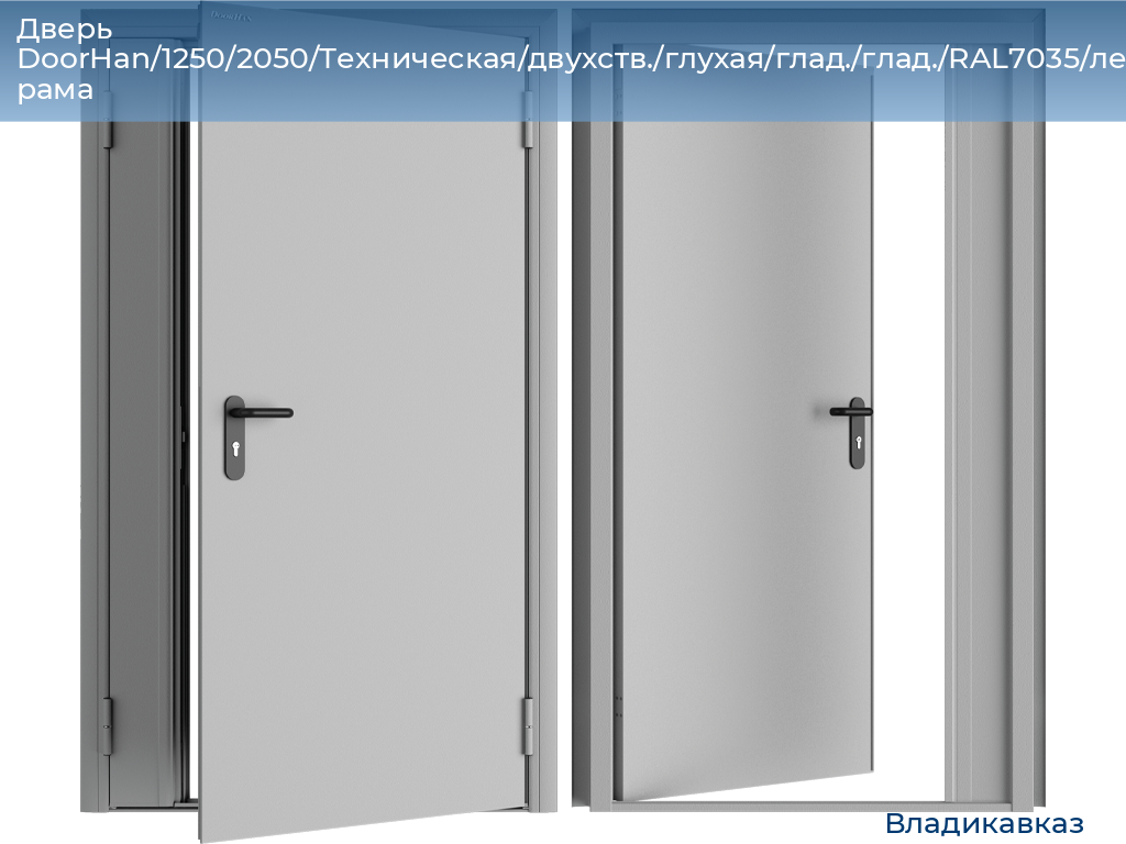 Дверь DoorHan/1250/2050/Техническая/двухств./глухая/глад./глад./RAL7035/лев./угл. рама, vladikavkaz.doorhan.ru